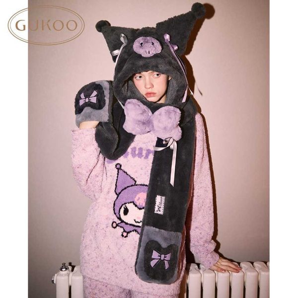 三麗鷗 酷洛米聯名新款毛絨圍脖手套一體保暖帽子｜Gukoo｜嗨寶好選物