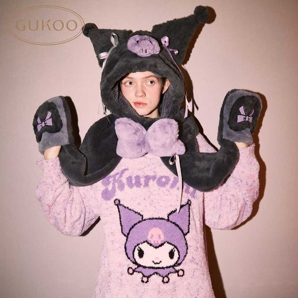 三麗鷗 酷洛米聯名新款毛絨圍脖手套一體保暖帽子｜Gukoo｜嗨寶好選物