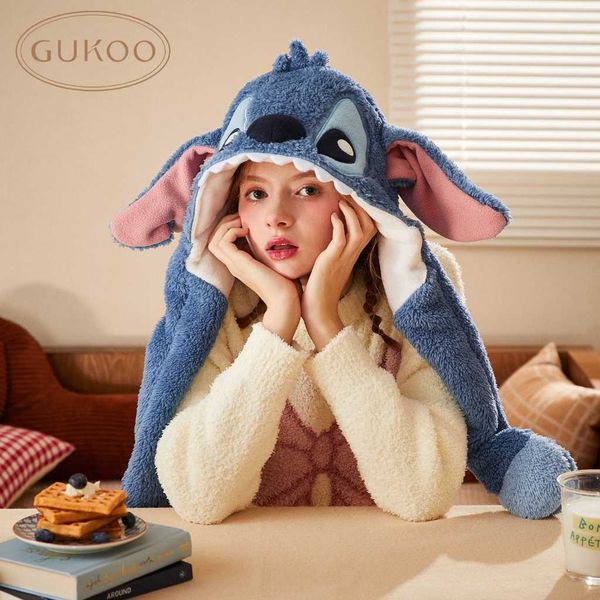 迪士尼 史迪奇聯名新款可愛圍脖一體毛絨保暖帽子｜Gukoo Disney｜嗨寶好選物