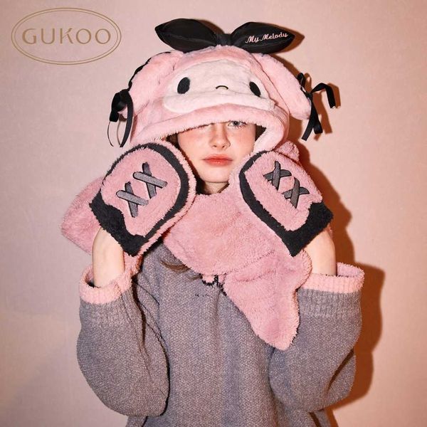三麗鷗 美樂蒂聯名新款可愛圍脖一體毛絨保暖帽子｜Gukoo Sanrio｜嗨寶好選物