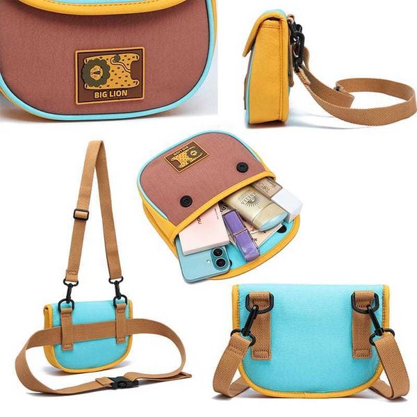 若愚工坊 RUOYU STUDIO 原創設計 撞色松餅包 帆布斜挎包 休閒小包 側背包 腰包 多功能｜嗨寶好選物