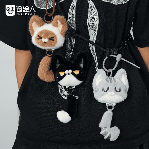 SOFDOLL設繪人|貓頭掛偶 貓頭掛件 貓貓 手機包掛件 可愛萌寵貓咪 毛絨玩偶 公仔 情侶生日禮物|嗨寶好選物