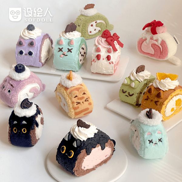 SOFDOLL設繪人|小貓卷掛件 貓貓瑞士捲 可愛毛絨貓咪玩偶 公仔 周邊 吊飾 女生日禮物禮盒|嗨寶好選物