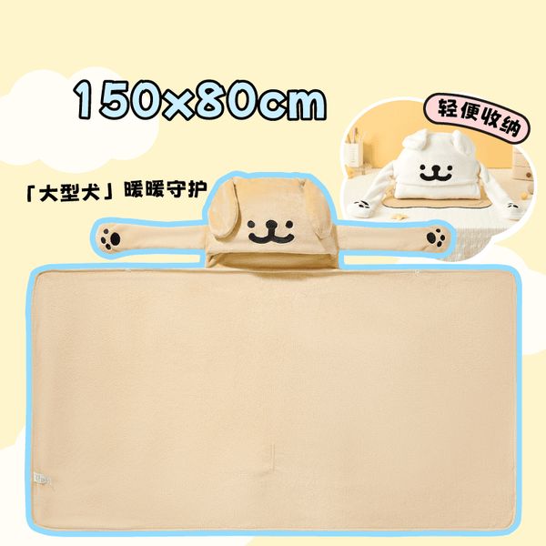 線條小狗 毛毯系列｜言倉｜可愛連帽午睡毯 沙發毯 保暖辦公室 女生禮物｜嗨寶好選物