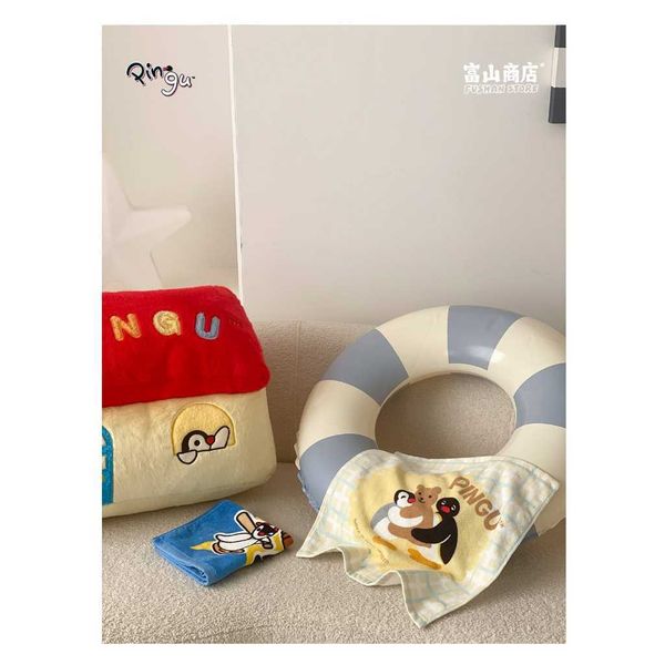 Pingu 企鵝家族 藍色 毛巾 系列｜富山商店｜100% 純棉 方巾 洗臉巾 可愛 實用 居家 生日禮物｜嗨寶好選物