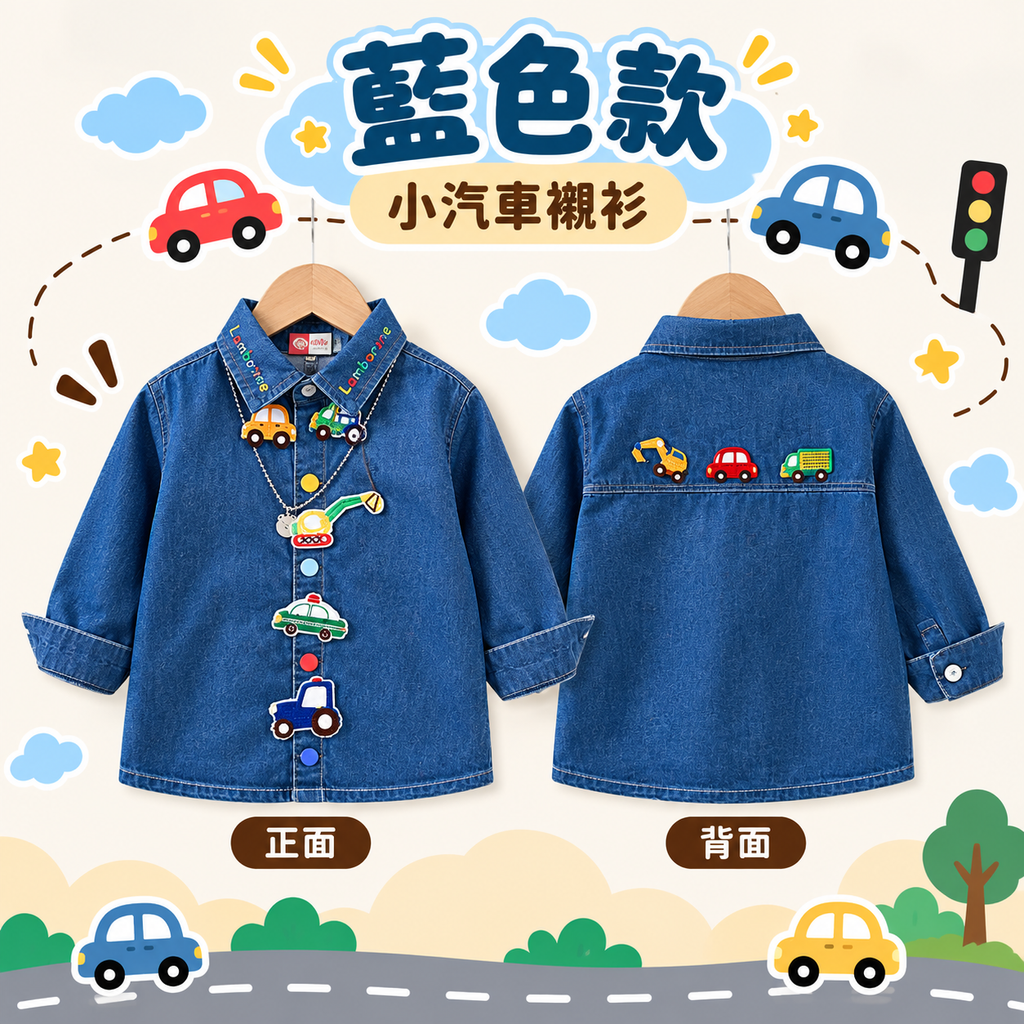 小汽車襯衫_藍