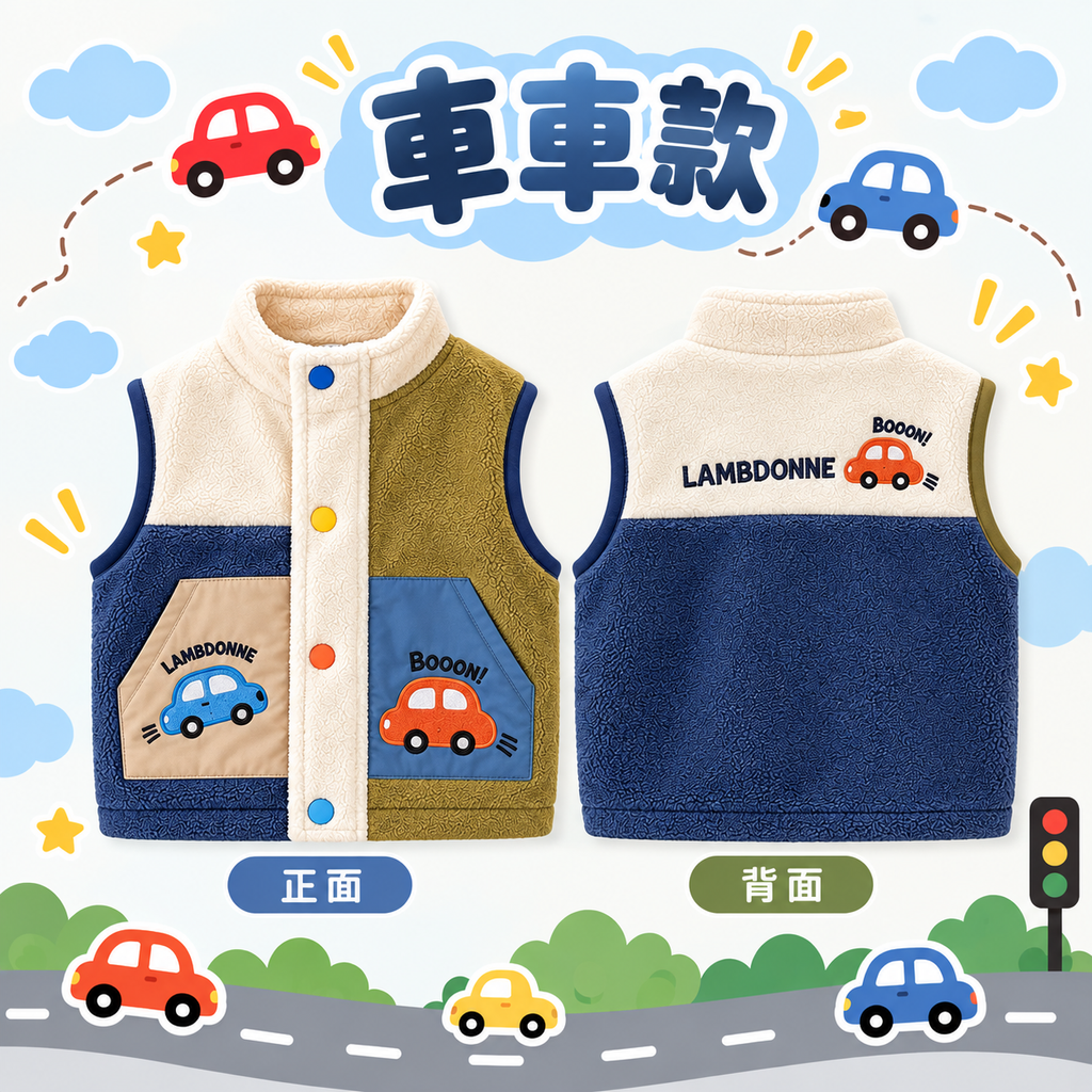 可愛拼接背心_車車