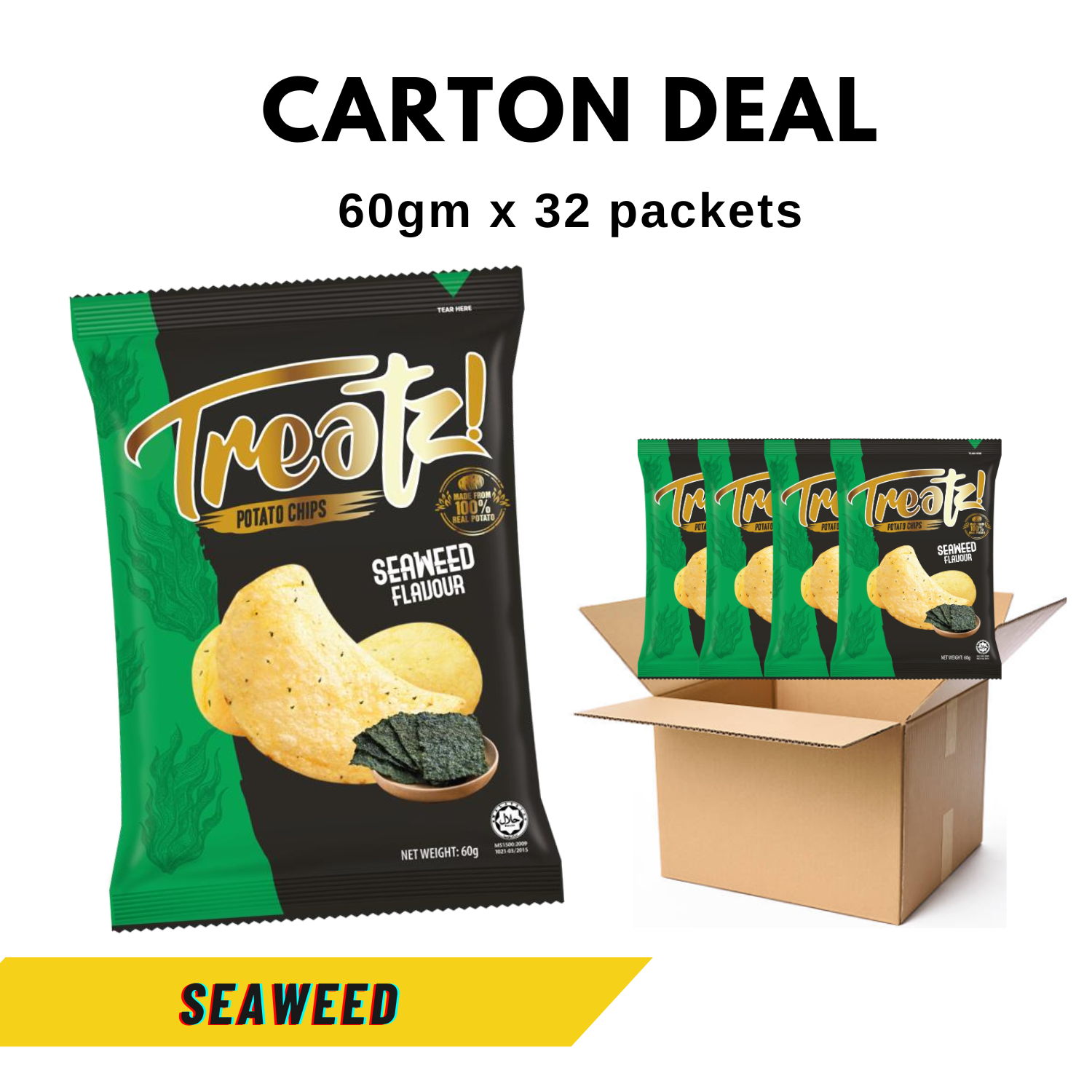 Treatz Potato Chips Seaweed- Carton