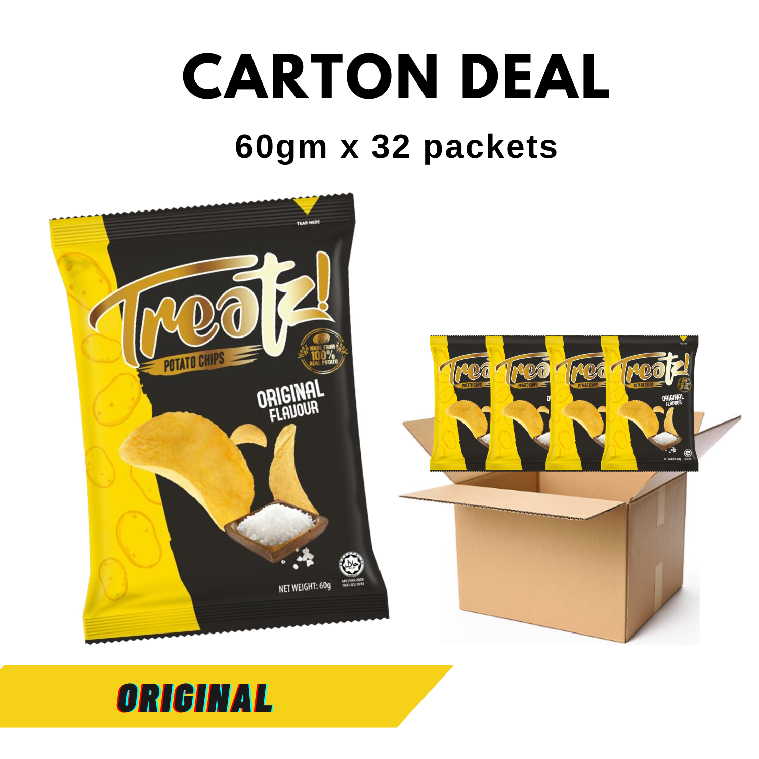 Treatz Potato Chips Original- Carton