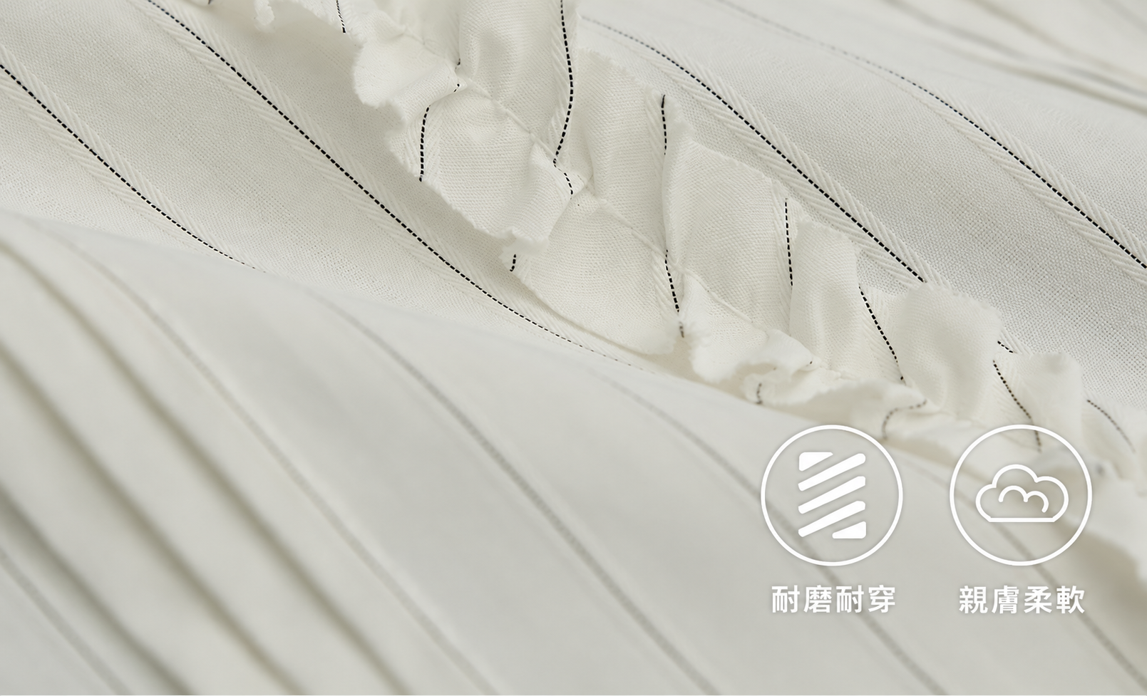Ivory Fabric Texture with Comfort Badges