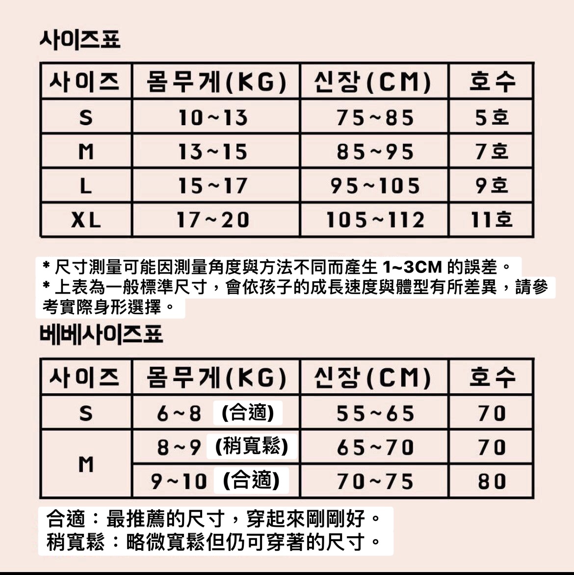 재야 크리스마스 사이즈표