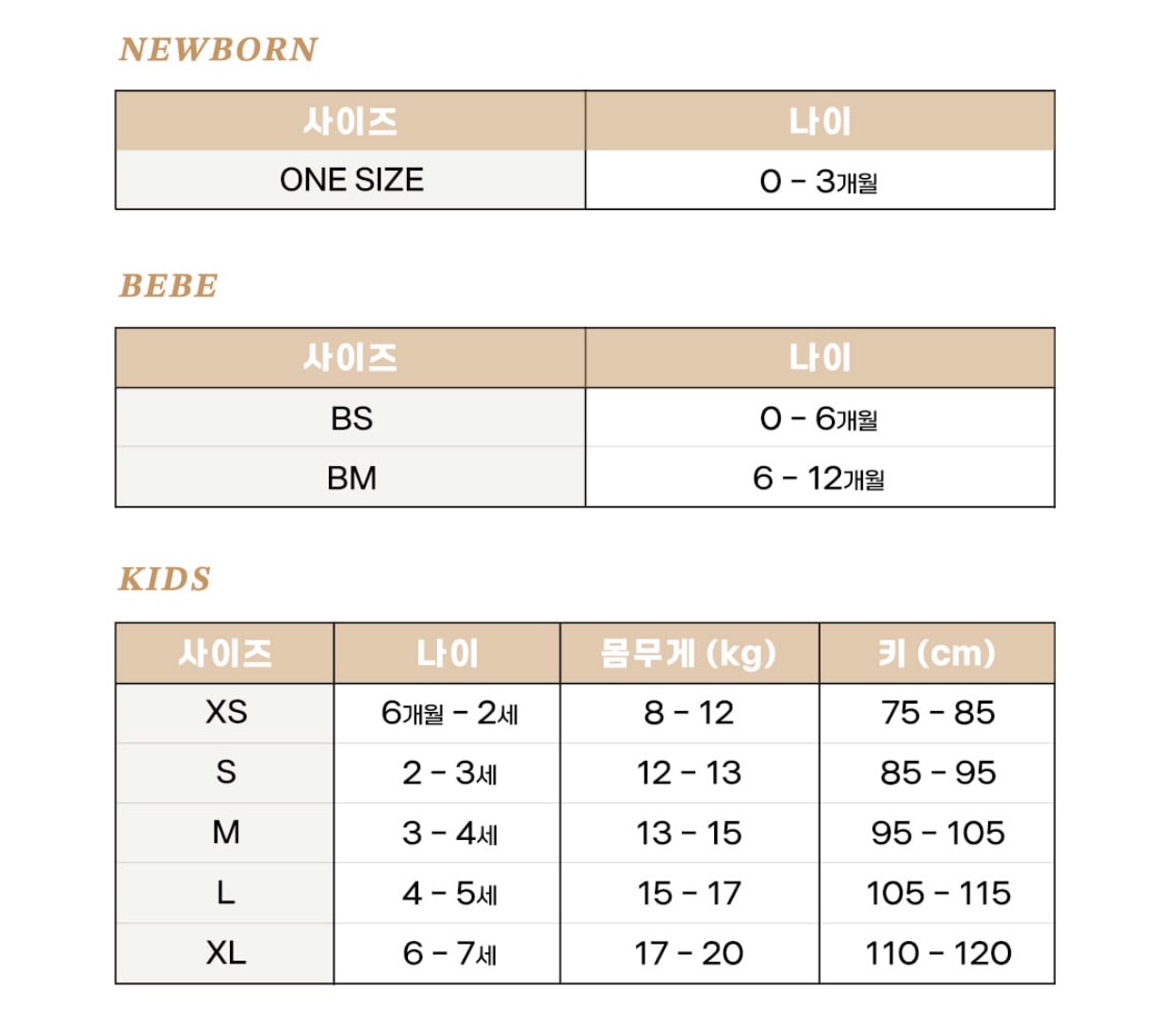 베이비 사이즈표 (1)