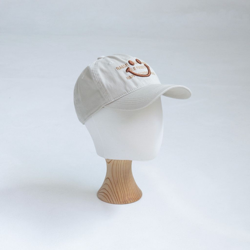 스마일 자수 볼캡_연베이지