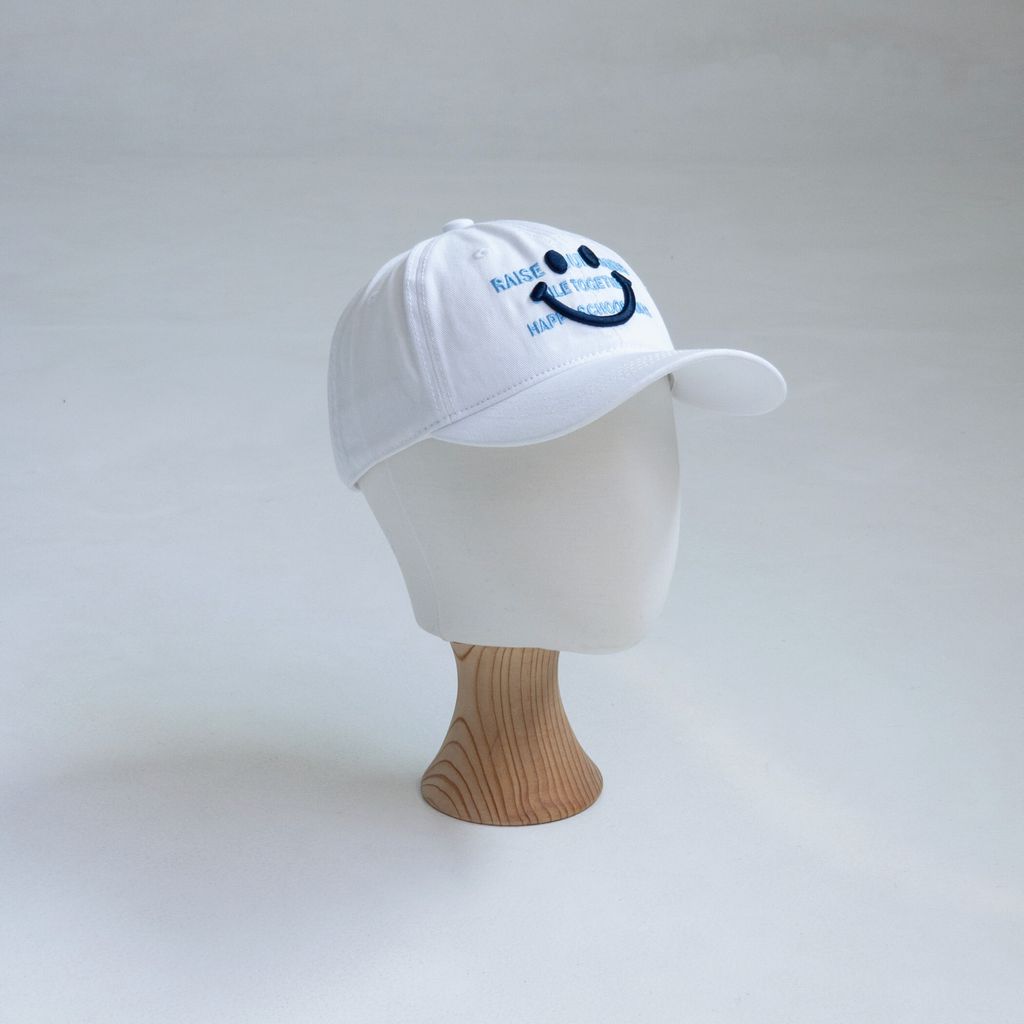 스마일 자수 볼캡_화이트