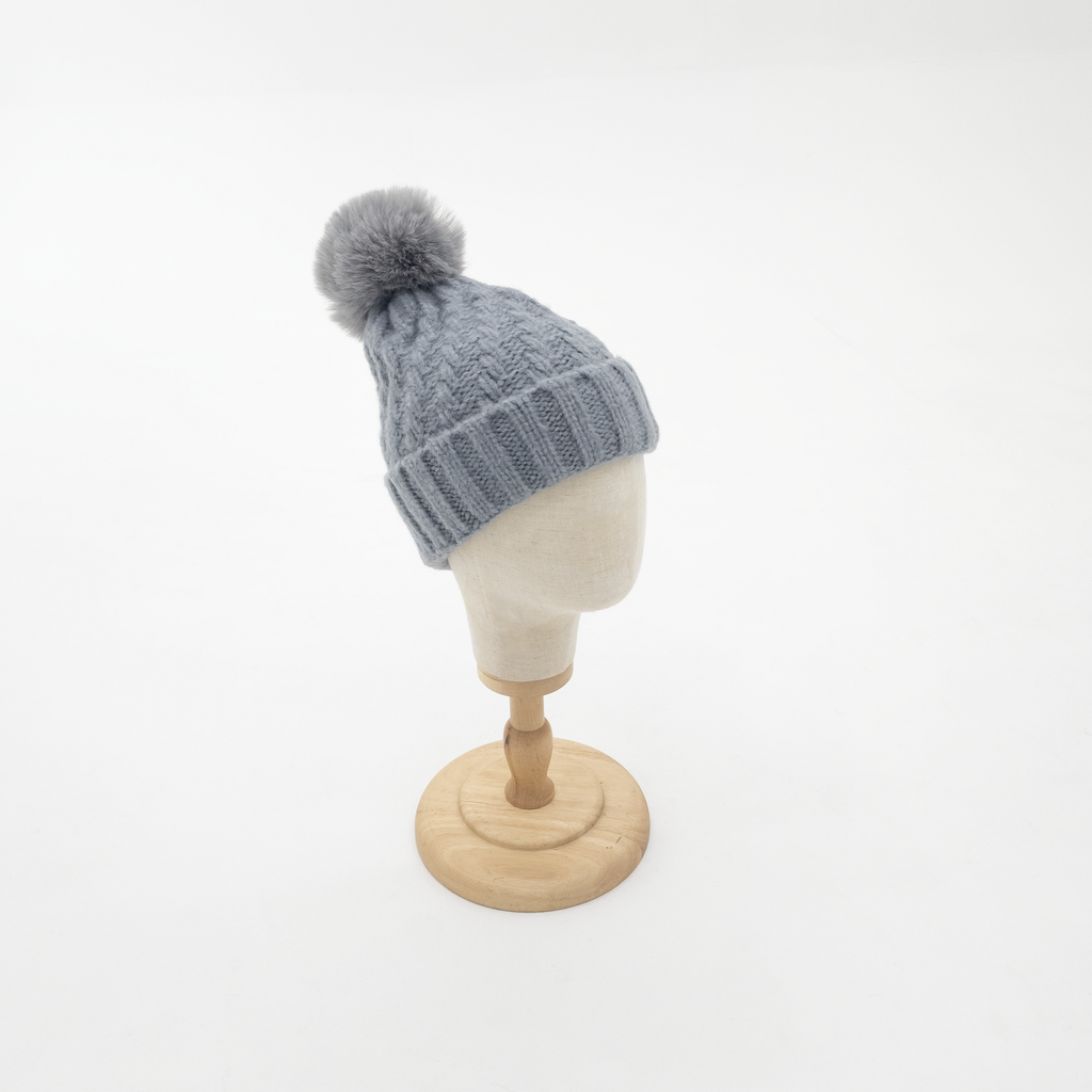 (할인) 꽈배기 방울 비니_그레이