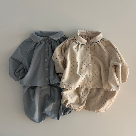 01 베베 도트 블루머 세트