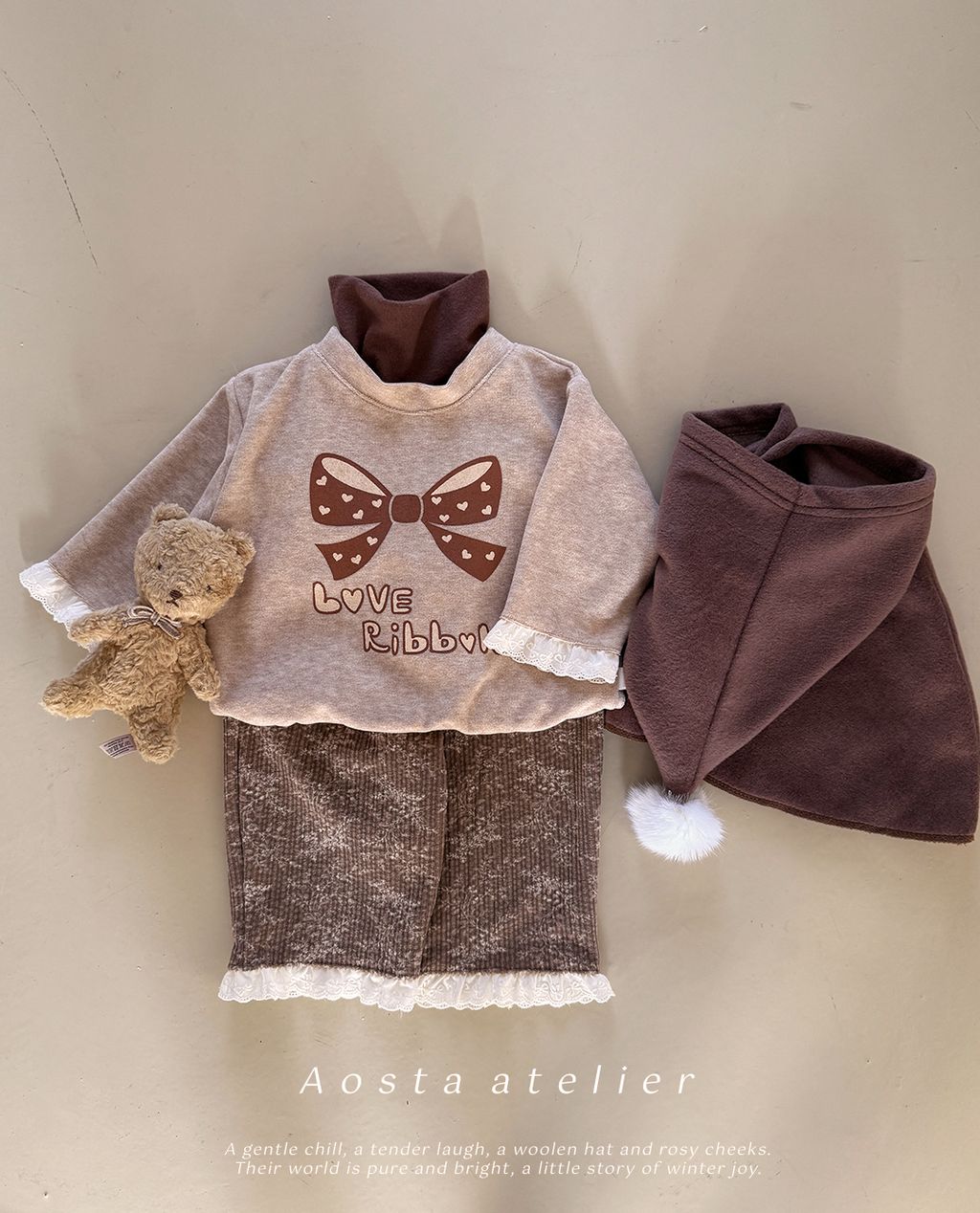 러브리본맨투맨 베이지-3