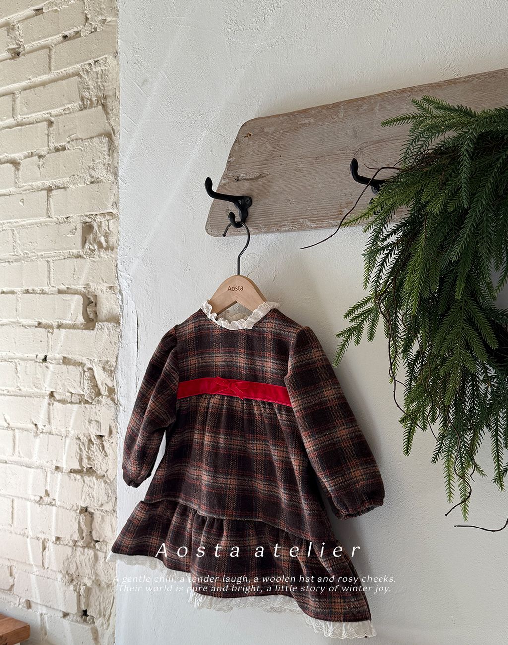 체크원피스브라운-2