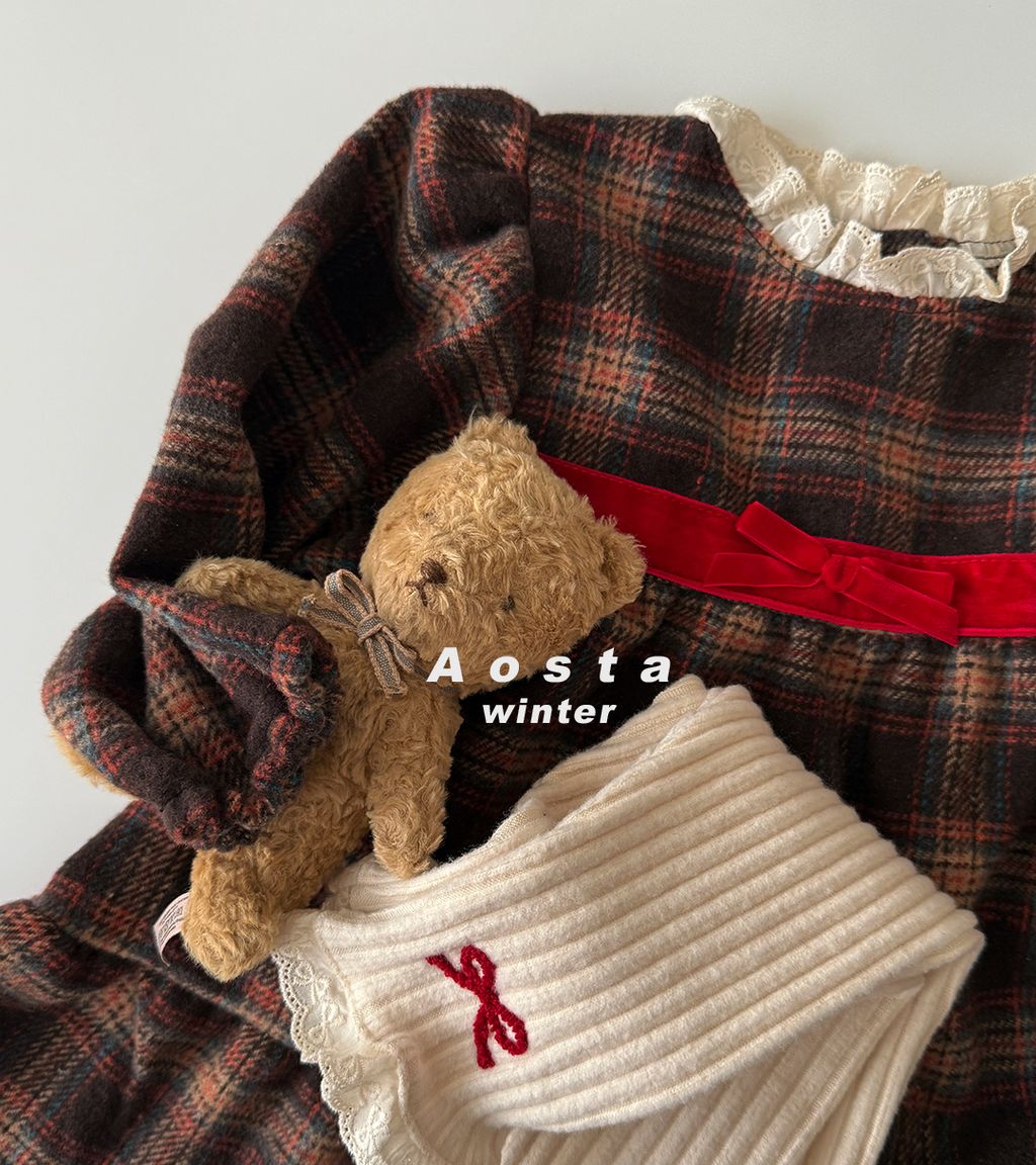 체크원피스브라운-6