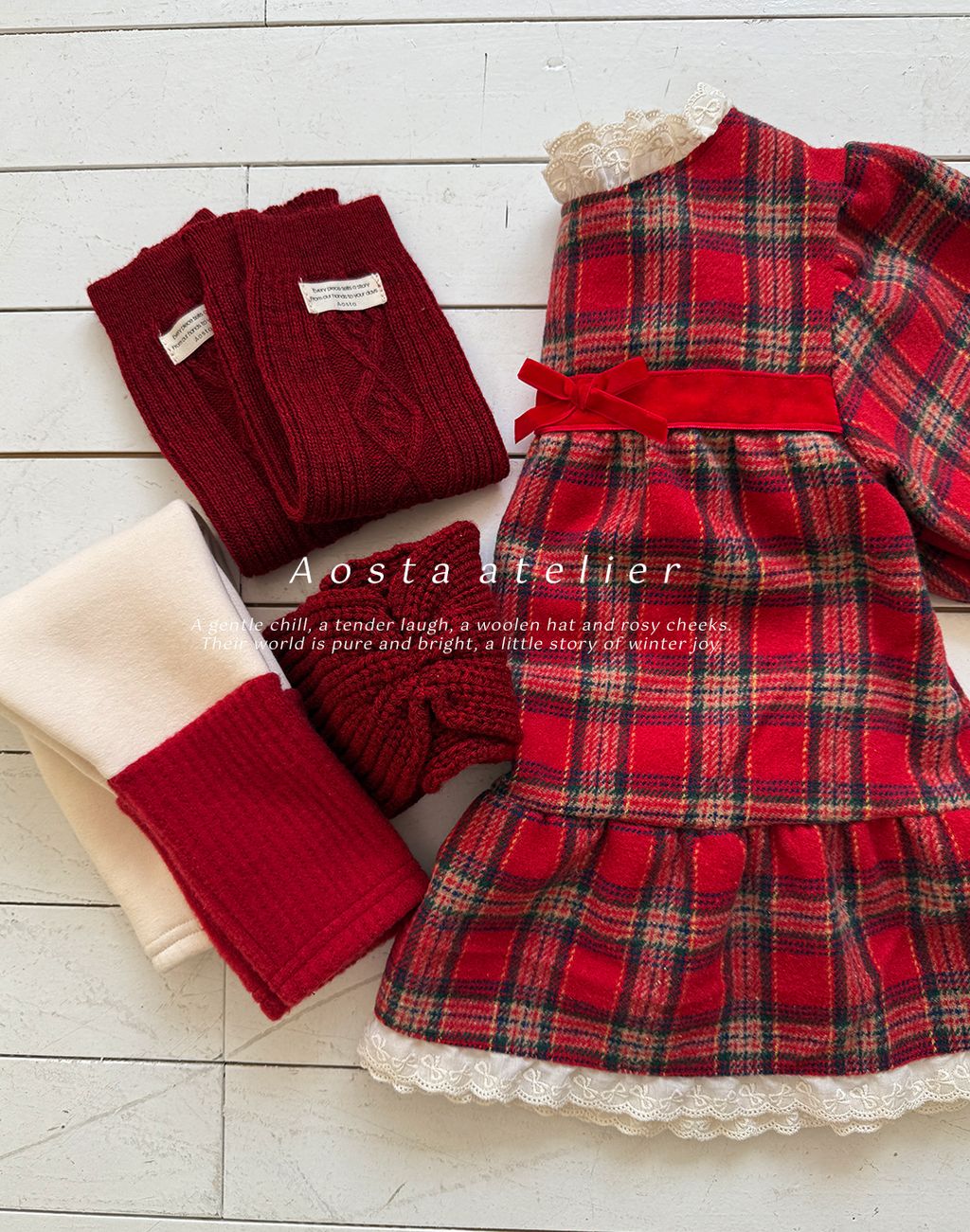 체크원피스 레드-4