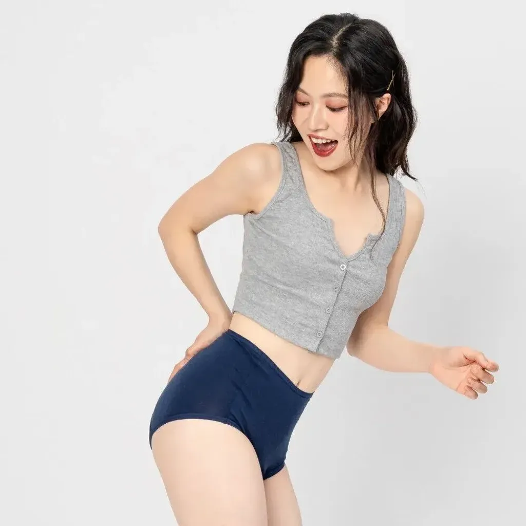 high waist rayon period underwear, daywear, heavy flow, navy