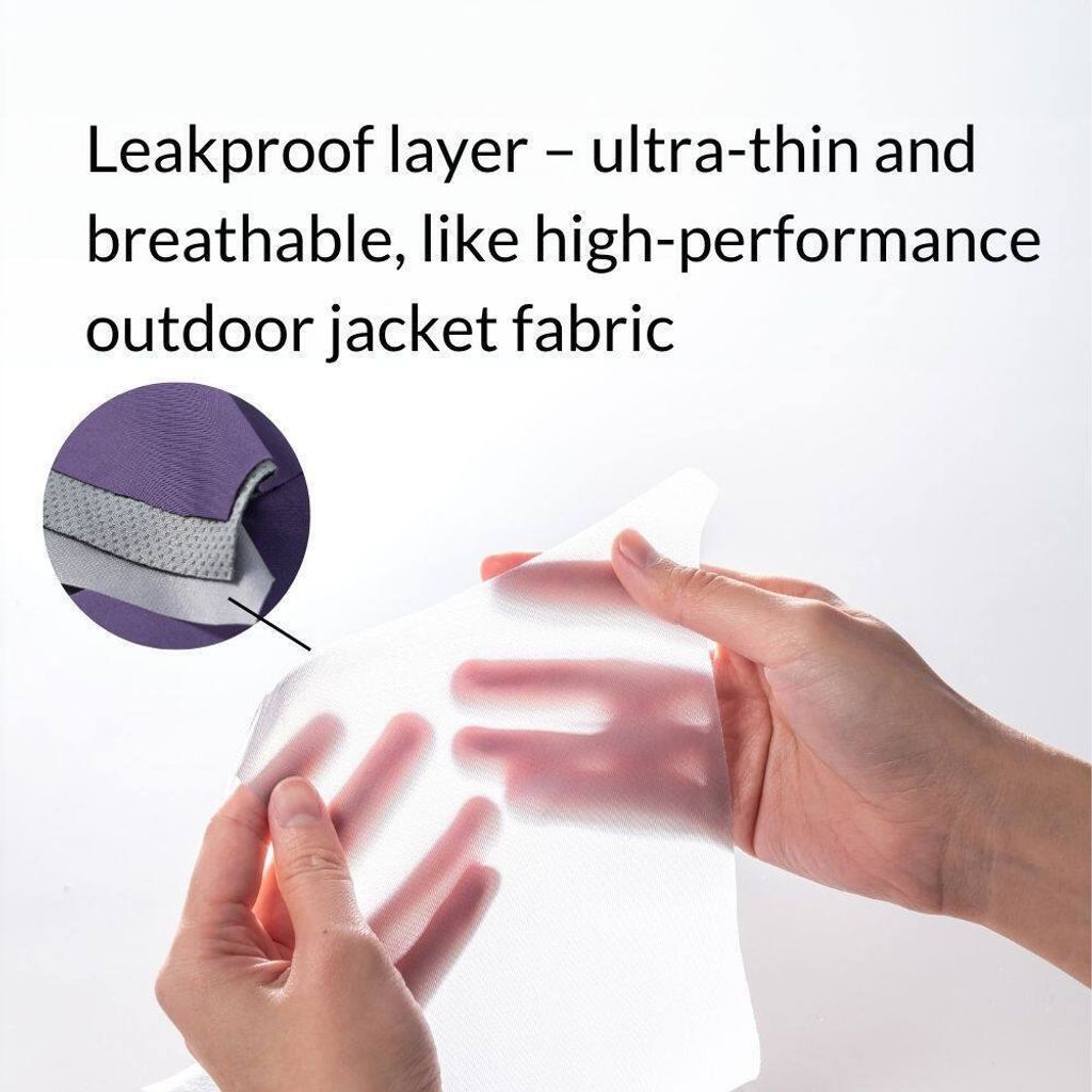 mid waist rayon period underwear, overnight, heavy flow leak-proof layer