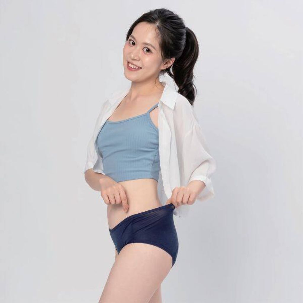 mid waist rayon period underwear, daywear, heavy flow, navy