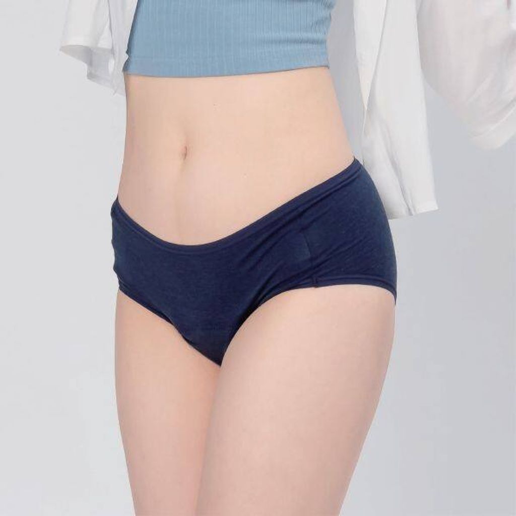 mid waist rayon period underwear, daywear, heavy flow, navy