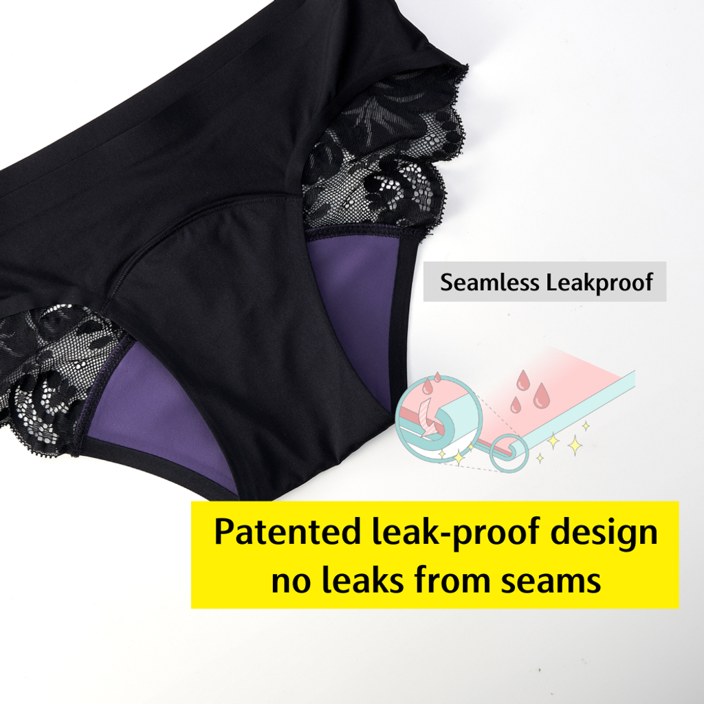 mid waist seamless lace period underwear patented leak-proof design