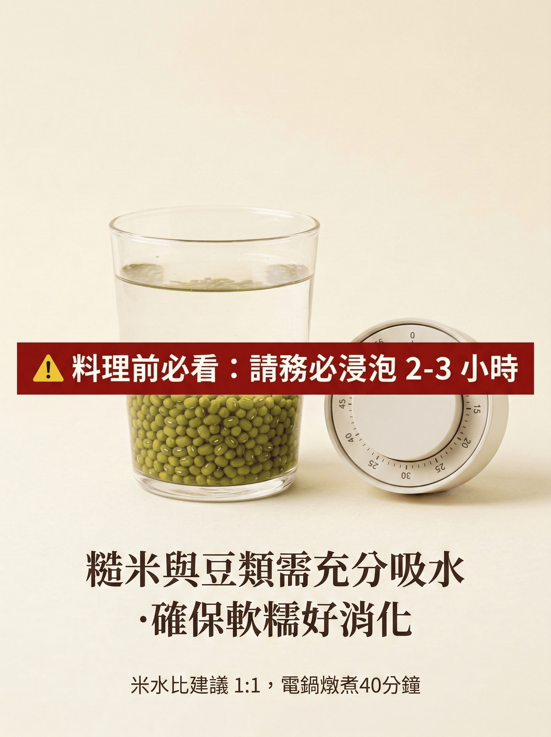 穀穩安康機能米生米特寫，可見綠豆、糙米、紫糙米及燕麥