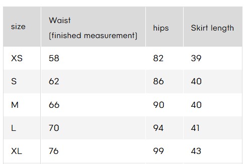 skirt size 