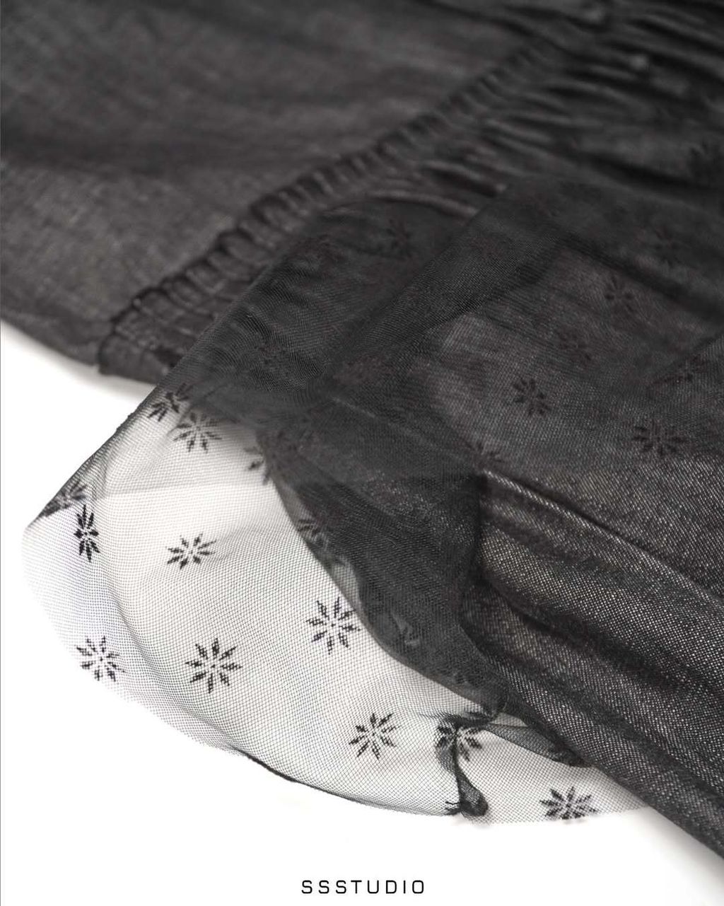 Áo Em HoaChất liệu- Denim - Lưới hoaMàu sắc- Đen xám Size- S - M (3)