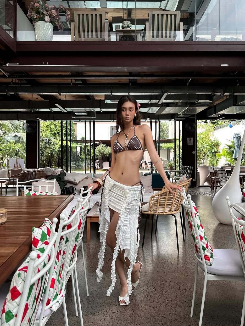 the taste of the sea still lingers around me 🌊🥥👙@etherealbikinis 👗@princssclub