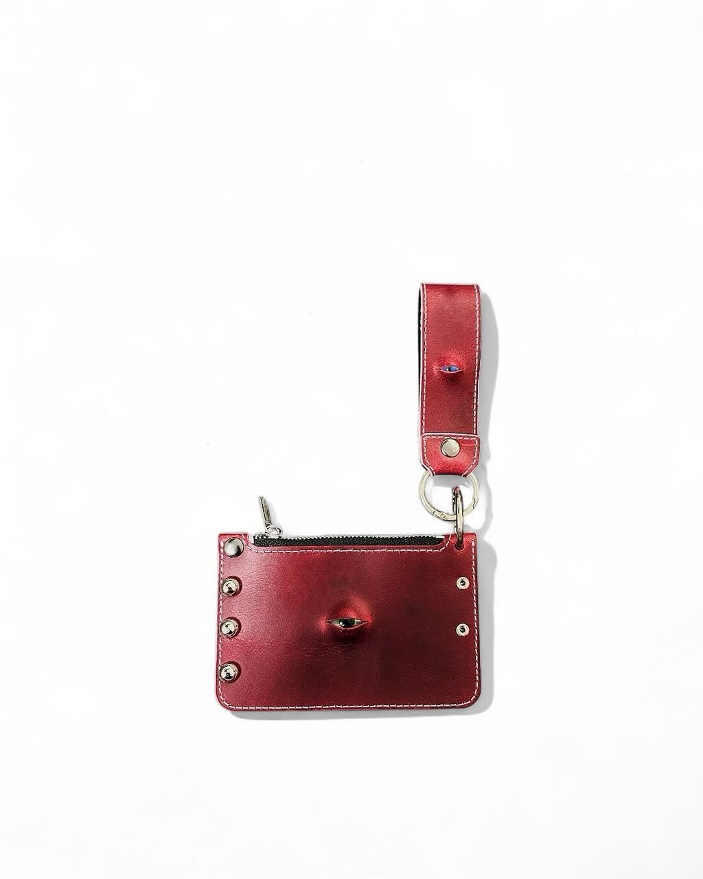 mini wallet - red • Waxed cowhide leather• Stud details• 2 compartments – 1 zipper pocket & 1 ou