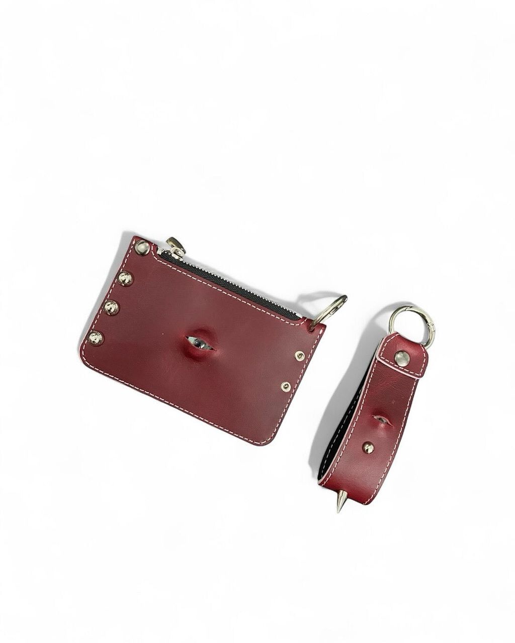 mini wallet - red • Waxed cowhide leather• Stud details• 2 compartments – 1 zipper pocket & 1 ou (2)