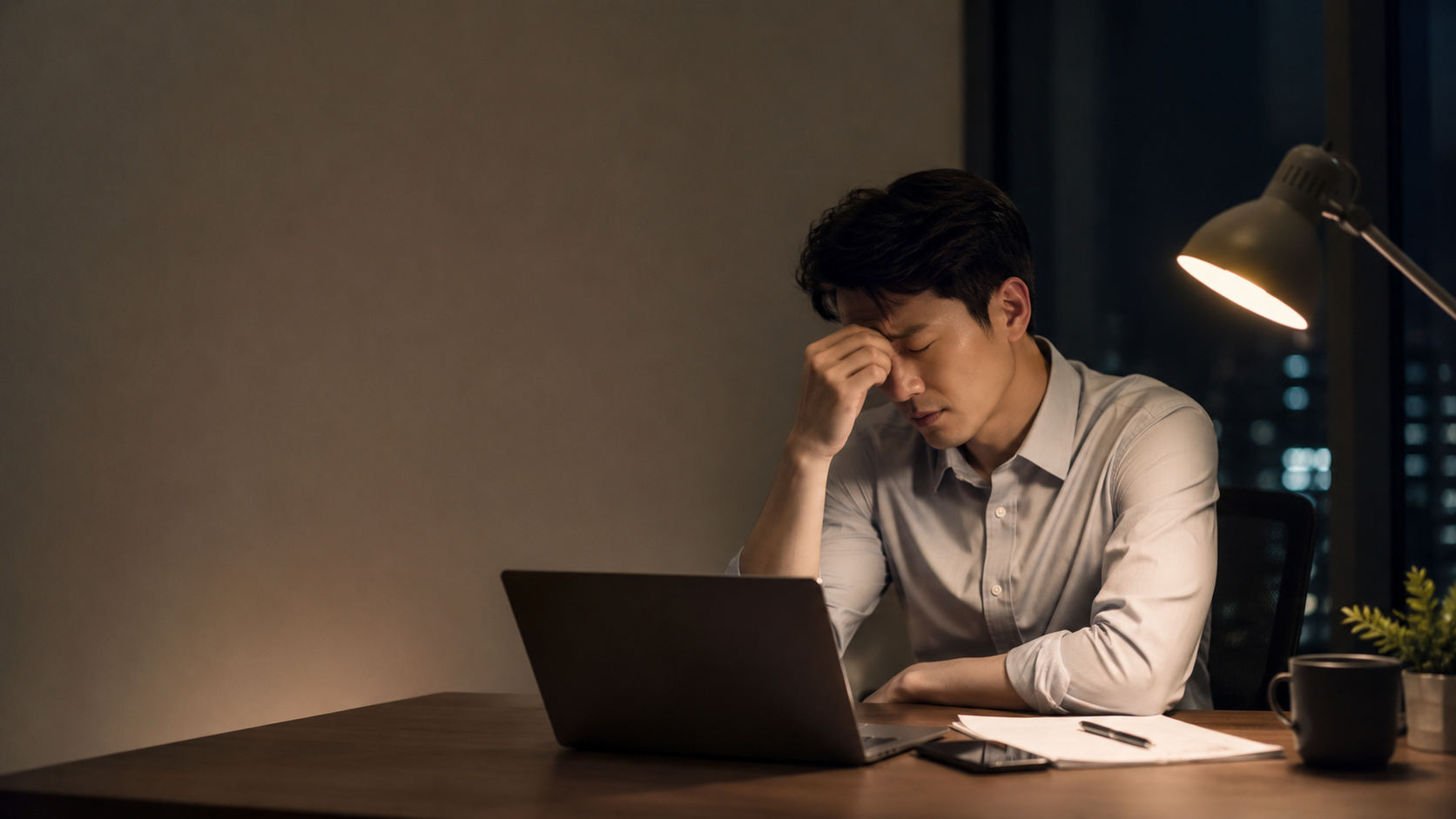 下班後仍在想工作與問題的上班族