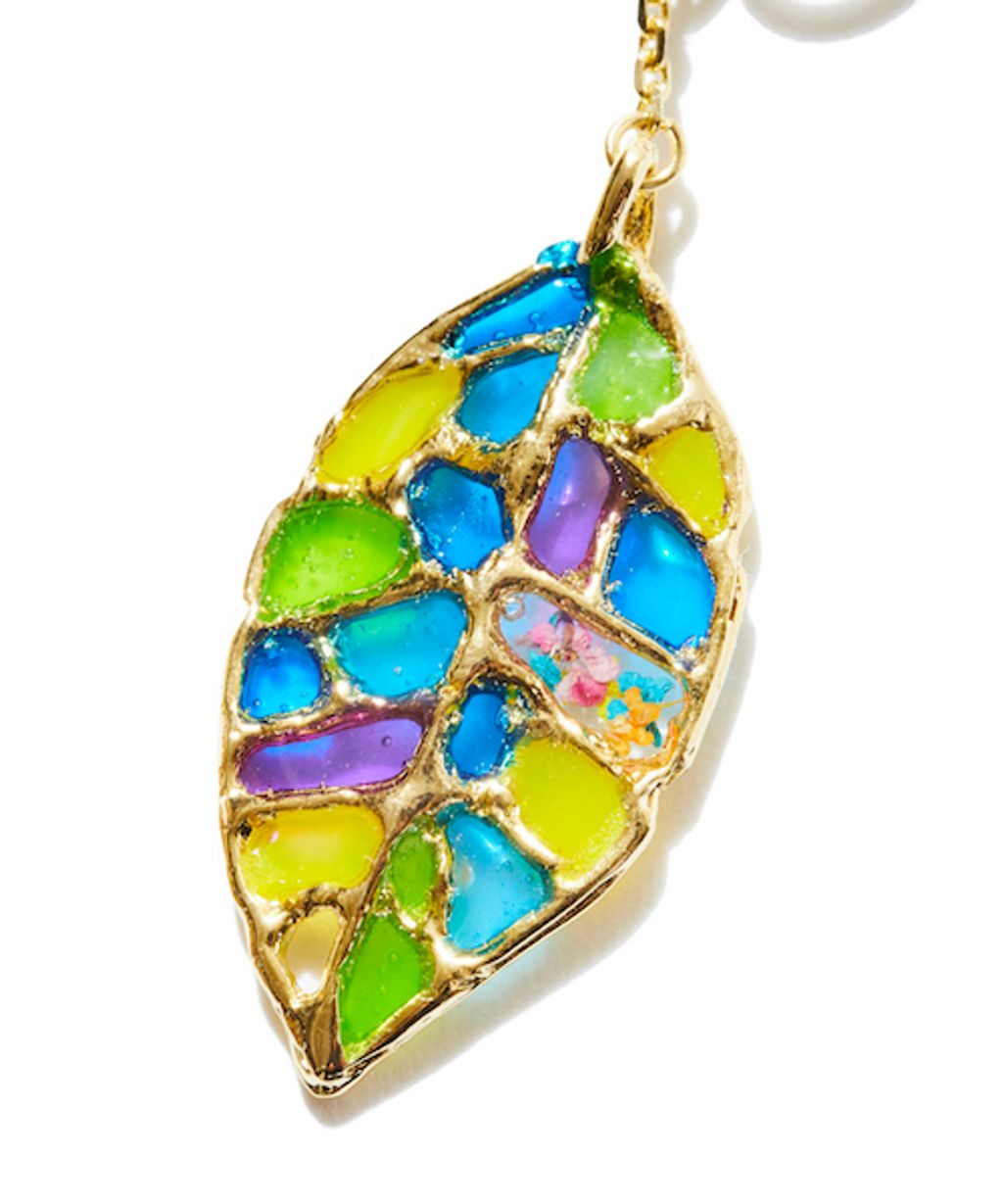 Stained glass Leaf Earrings-1-3