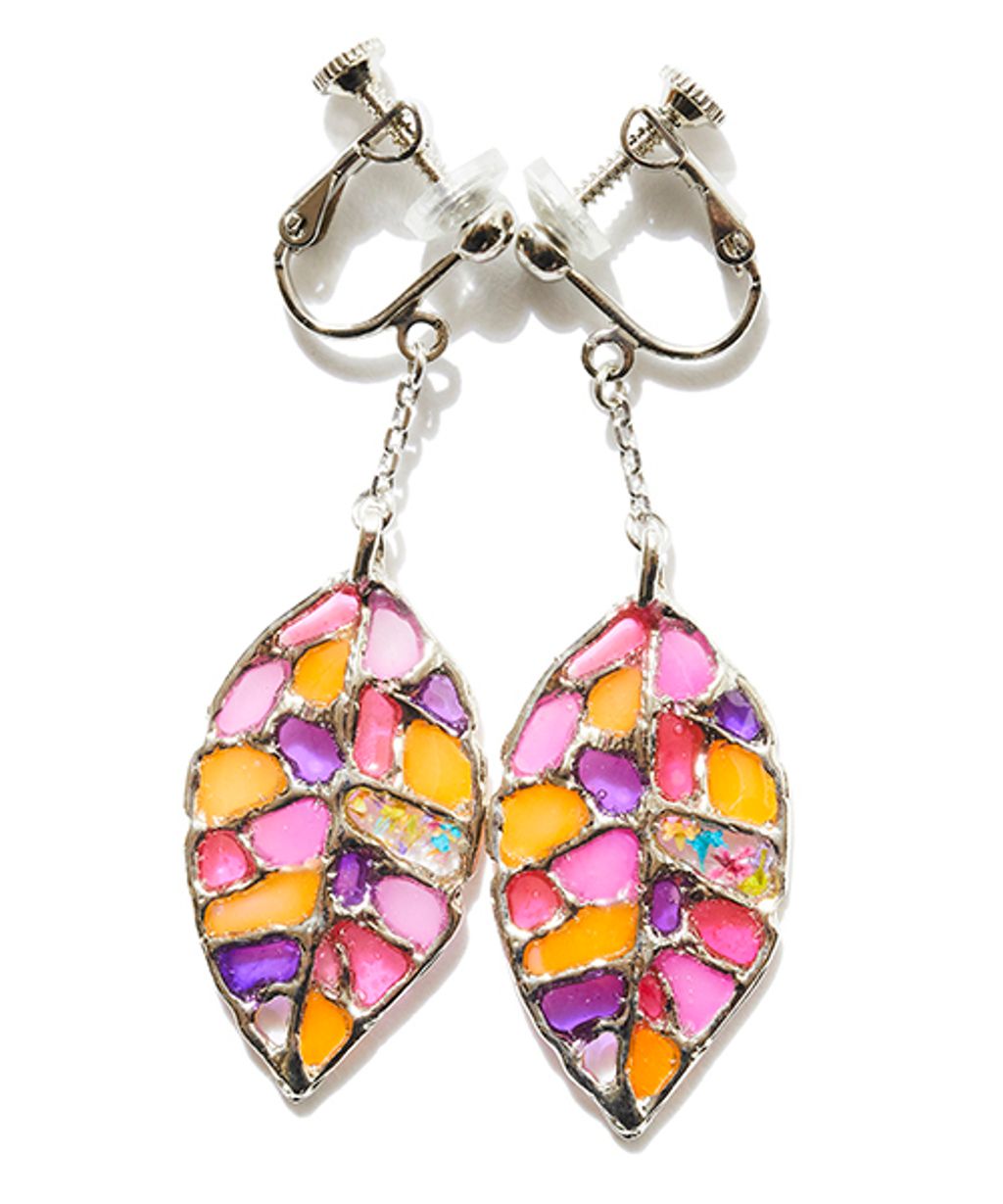 Stained glass Leaf Earrings-2-2