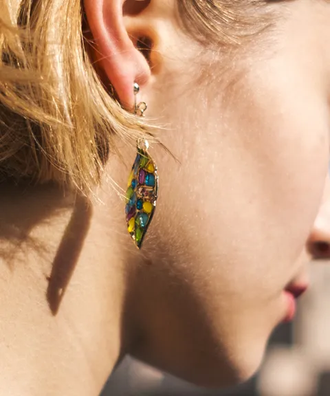 Stained glass Leaf Earrings-1