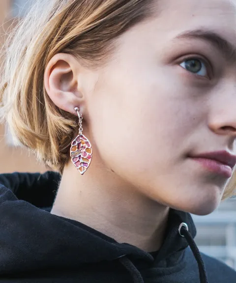 Stained glass Leaf Earrings-2