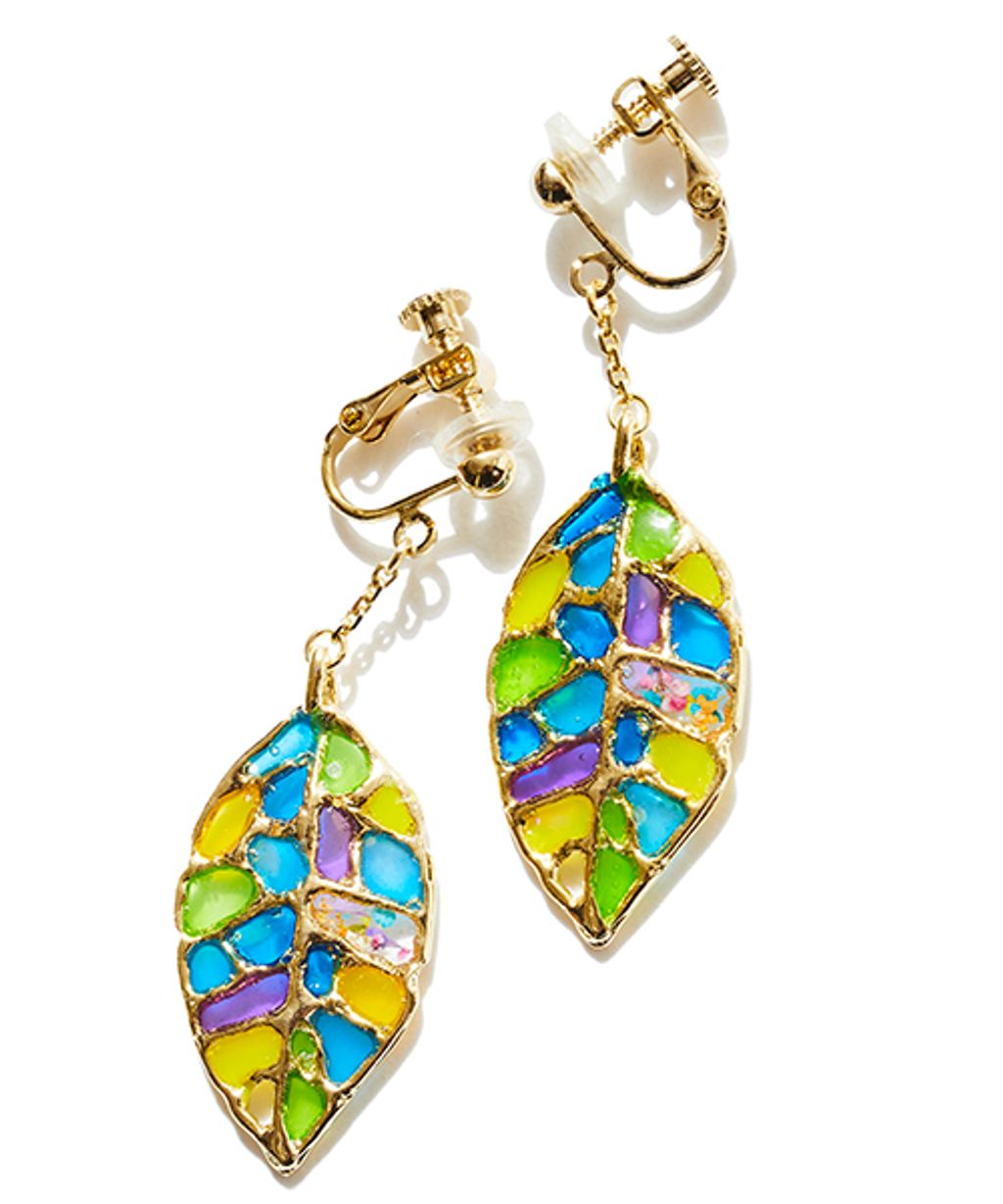 Stained glass Leaf Earrings-1-1