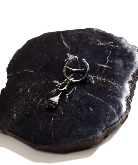 Rose W Ring Ear Cuff-1-1