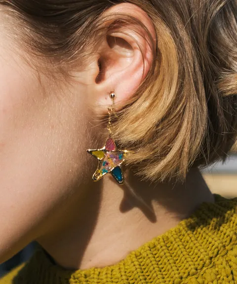 Stained glass Star Earrings-1-1