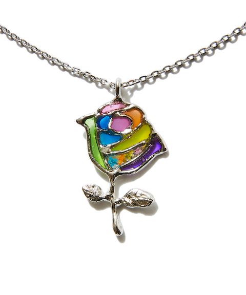 Stained glass Rose Necklace-1-1