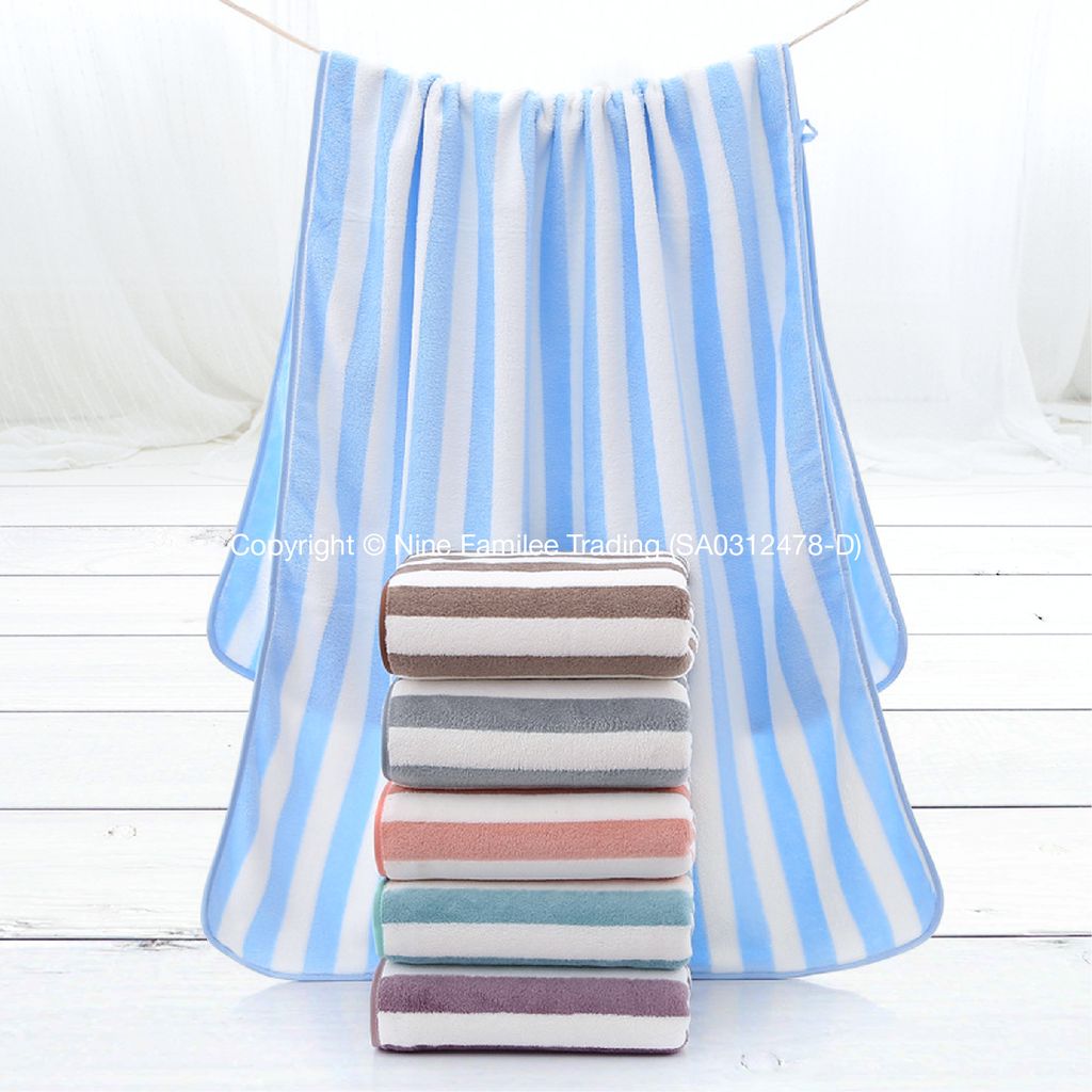 Products - Bold Striped Coral Fleece Bath Towel-01.jpg