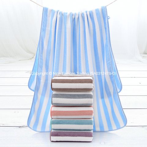 Products - Bold Striped Coral Fleece Bath Towel-01.jpg