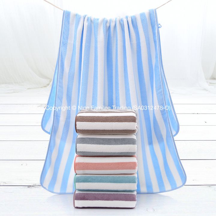 Products - Bold Striped Coral Fleece Bath Towel-01.jpg