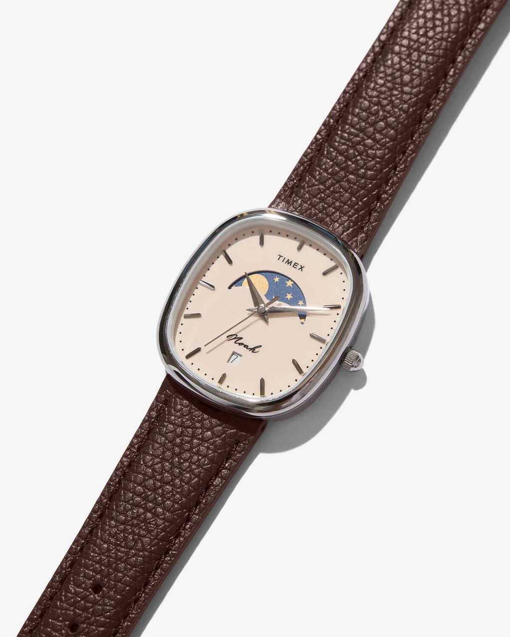 NOAH X TIMEX OVAL MOON PHASE WATCH BROWN 2
