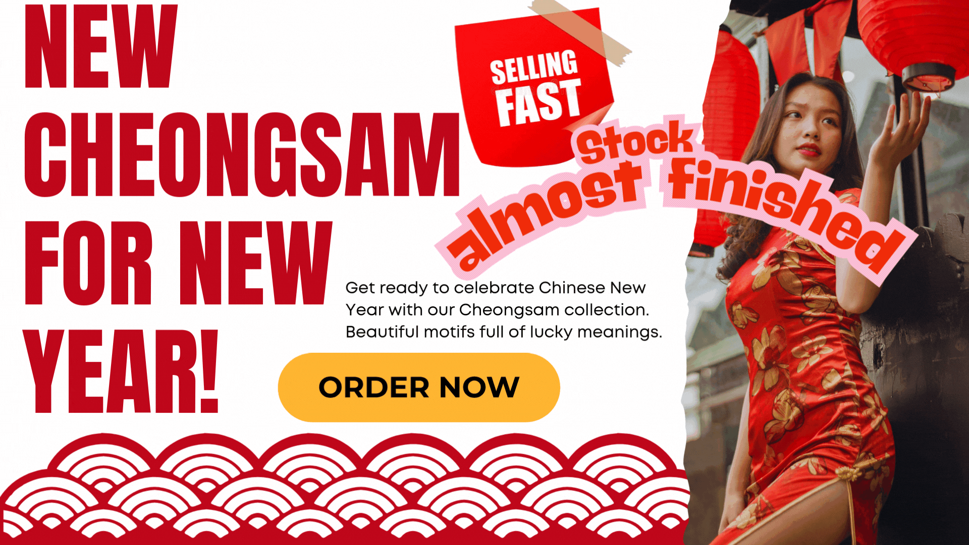 Red and White Simple Traditional Fashion Promo Special Chinese New Year Instagram Post