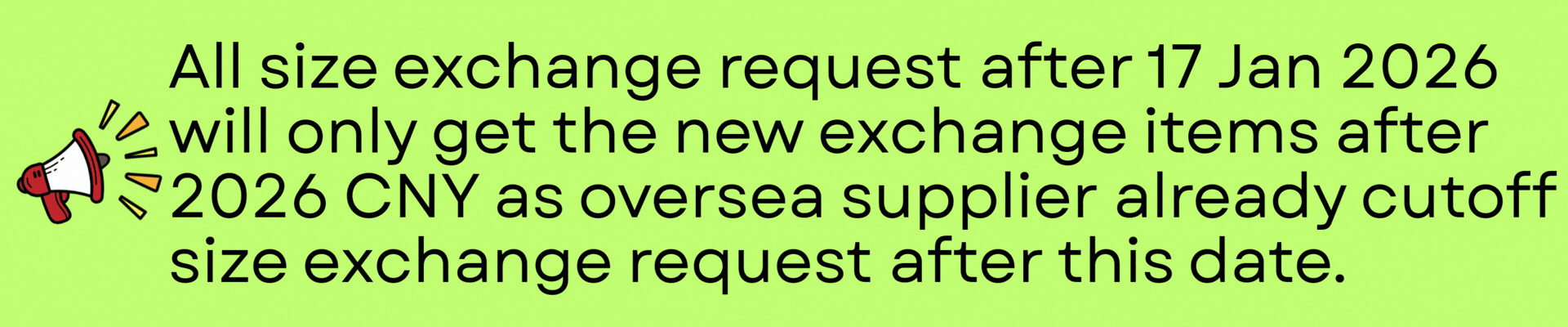 SIZE EXCHANGE TEMPLATE